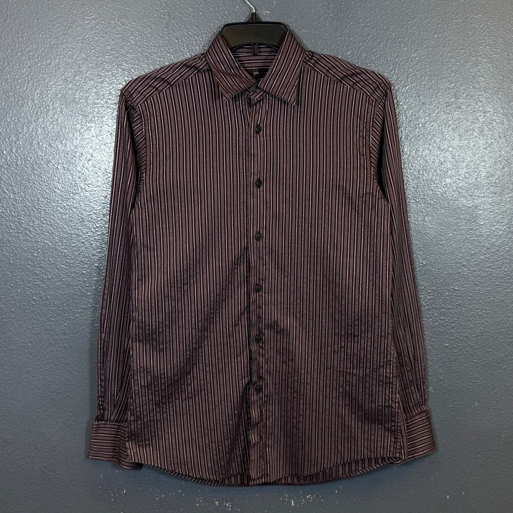 Ermenegildo Zegna 39-15,5 men CITY purple striped long sleeve button up shirt